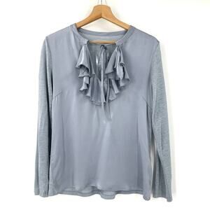 Majestic Filatures Linen Silk Ruffle Top Sz 1 XS